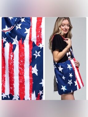 New Ruggine 2-in-1 Convertible American Flag 
Shoulder Bag-Beach Towel